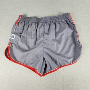 Vintage Laguna Swim Trunks Shorts 33W/3L Gray Red Dolphin Hem 70s 80s Cali Surf